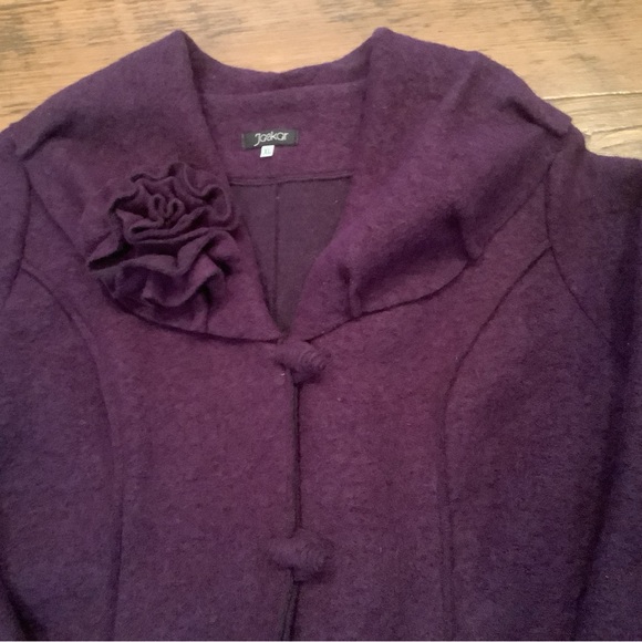 Jaskar Coat Wool Purple Artsy Round Accent Collar Flower Toggle Button Pockets - Picture 6 of 10